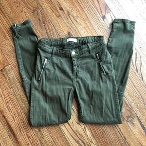 Zara army green pants with zipper detail